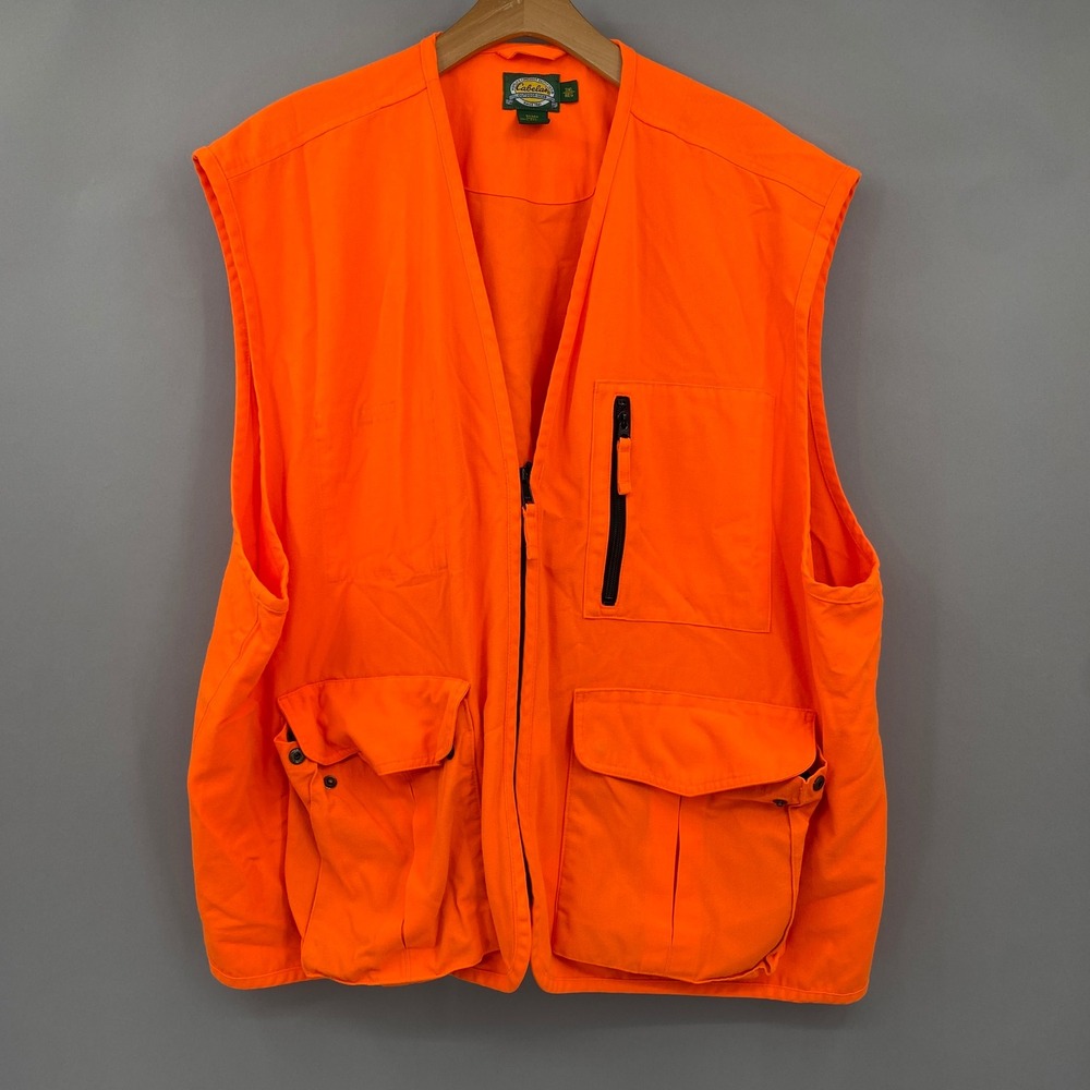 Cabelas Blaze Orange Hunting Vest Mens 3XL Hunting Safety High Vis visibly Gear